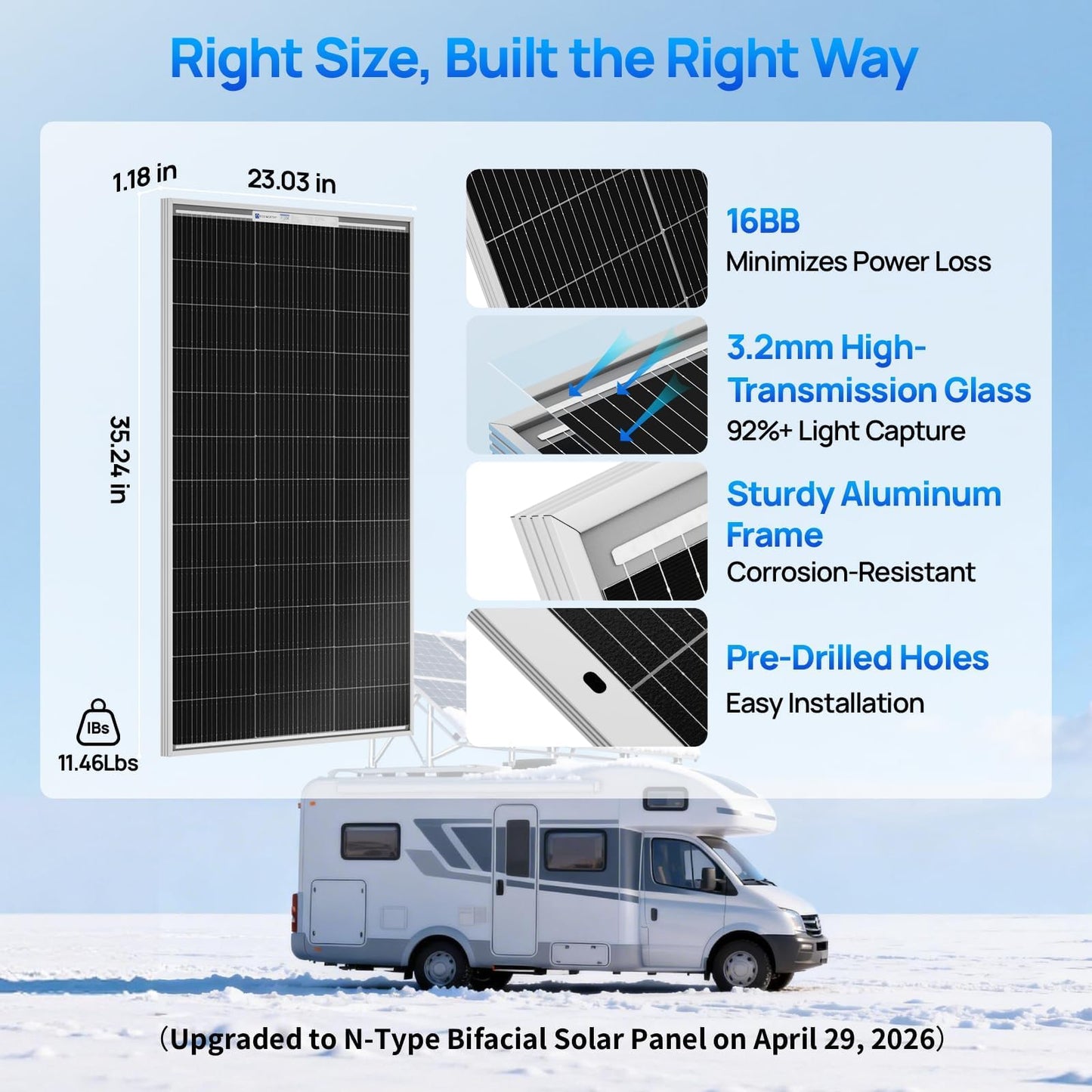ECO-WORTHY 200 Watts 12 Volts Solar Panel Kit with N-Type Bifacial Solar Panel and 30A PWM Charge Controller for RV, Camper, Shed, Trailer, Cabins, Water Pump and Any Other Off Grid Applications - Available at All In One Marketplace Canada