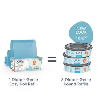 Diaper Genie Signature Diaper Pail with Easy Roll Refill 18 Bags, White