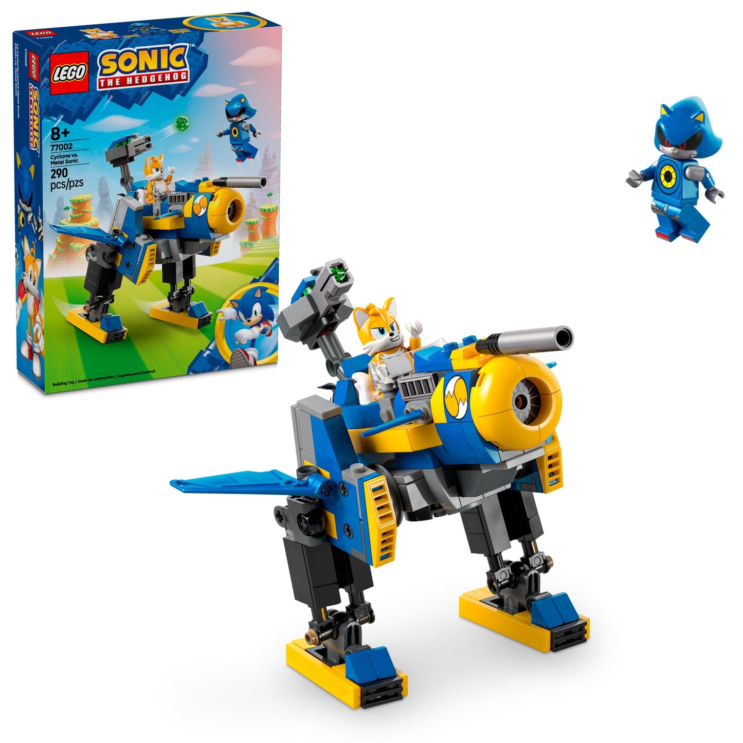 LEGO Sonic The Hedgehog Cyclone vs. Metal Sonic - Building Toy for Kids, Boys and Girls, Ages 8+ - Mech Suit with Metal Sonic and Tails Minifigures for Pretend Play - Gift Idea for Birthdays - 77002 LEGO