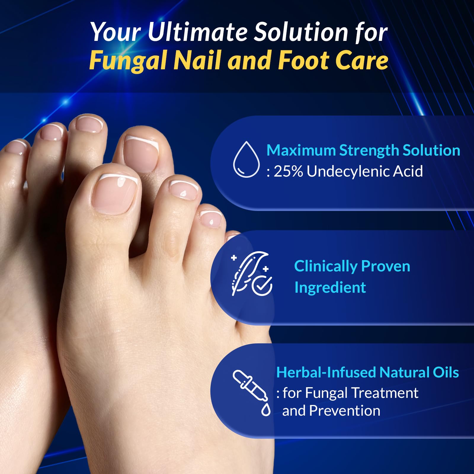 Arflom Toenail Fungus Treatment : 25% Undecylenic Fungal Nail Treatment Extra Strength - Toe and Fingernail with Tea Tree Oil (2pcs, 15ml each) - Available at All In One Marketplace Canada