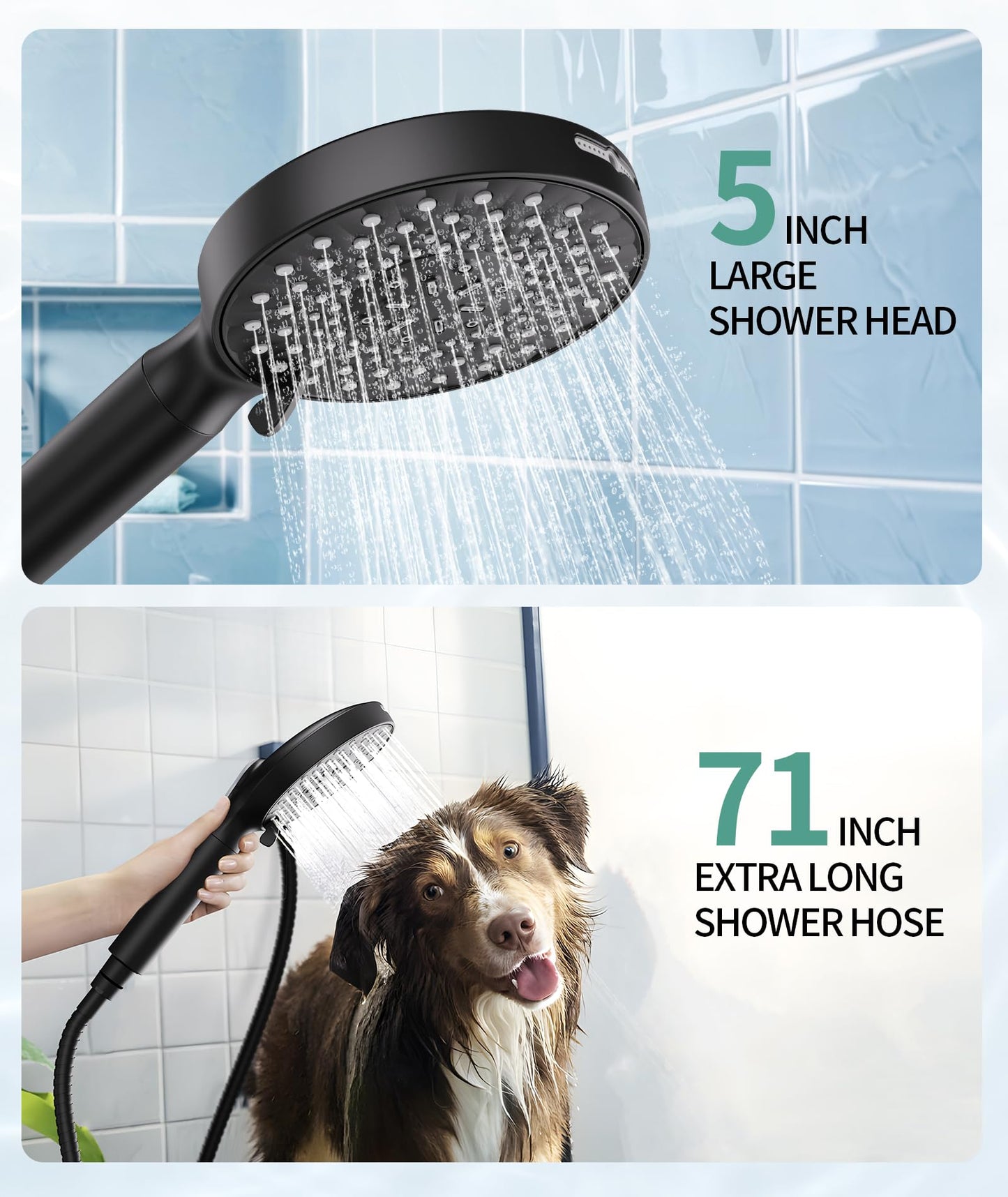 SR SUN RISE Filtered Shower Head with Handheld, High Pressure 9 Spray Mode Matte Black Showerhead with Filters, Detachable Shower Head,Water Softener Filters Beads for Hard Water - Remove Chlorine