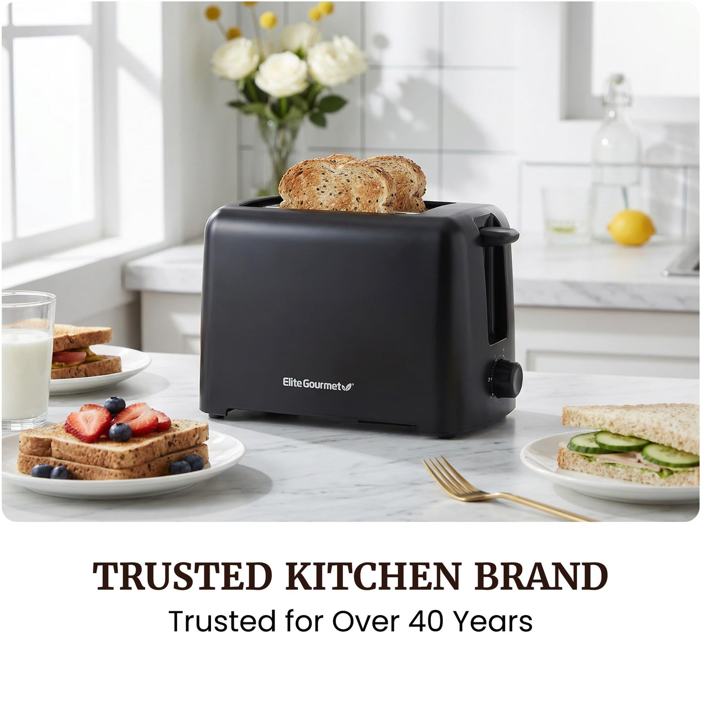 Elite Gourmet 2-Slice Cool Touch Toaster – 6 Browning Levels, Extra Wide 1.25” Slots for Bagels & Thick Bread, Cancel Function, Compact, ETL Certified, Black 🍁 All In One Marketplace Canada