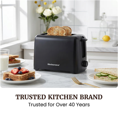 Elite Gourmet 2-Slice Cool Touch Toaster – 6 Browning Levels, Extra Wide 1.25” Slots for Bagels & Thick Bread, Cancel Function, Compact, ETL Certified, Black 🍁 All In One Marketplace Canada