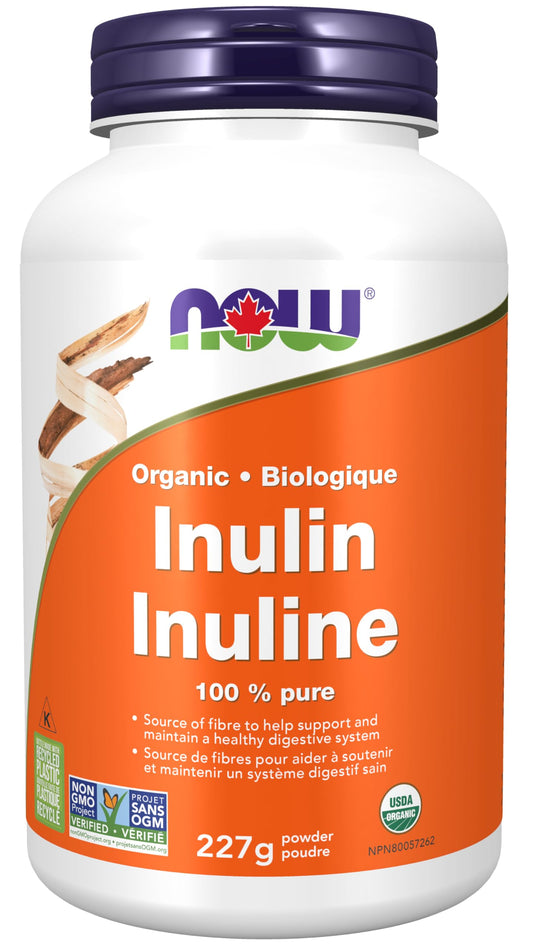 NOW Supplements, Inulin Prebiotic Pure Powder, Certified Organic, Non-GMO Project Verified, Intestinal Support, 8-Ounce - Available at All In One Marketplace Canada