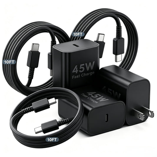 DGVERS 45W Super Fast Charger USB C Port, 3Pack 10FT for Samsung Charger Fast Charging Cord Cable& Samsung Type C Charger Block Galaxy S26 S25 S24 S23 S22 S21 Ultra/Plus, Tab S10 S9 S8 S7,Android