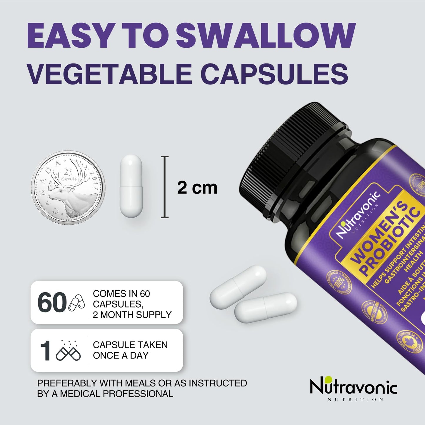 Probiotics for Women - 50 Billion CFUs Per Delayed Release Capsule. 15 Diverse Strains, including strains Limosilactobacillus Reuteri (lactobacillus reuteri) & lactobacillus gasseri. Support Gut Health, Bloating Relief & Digestion - 2 Month Supply. Nutrav - Available at All In One Marketplace Canada
