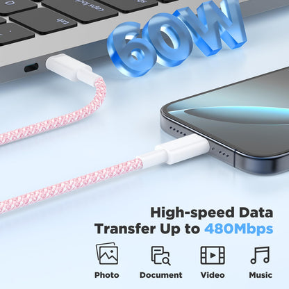 Hzevn for iPhone 16 Chargers Fast Charging,3 Pack 20W USB C Charger Block with 6.6/6.6/10ft Long USB C to USB C Cable for iPhone 17/16/15 Pro Max/15 Pro/15 Plus
