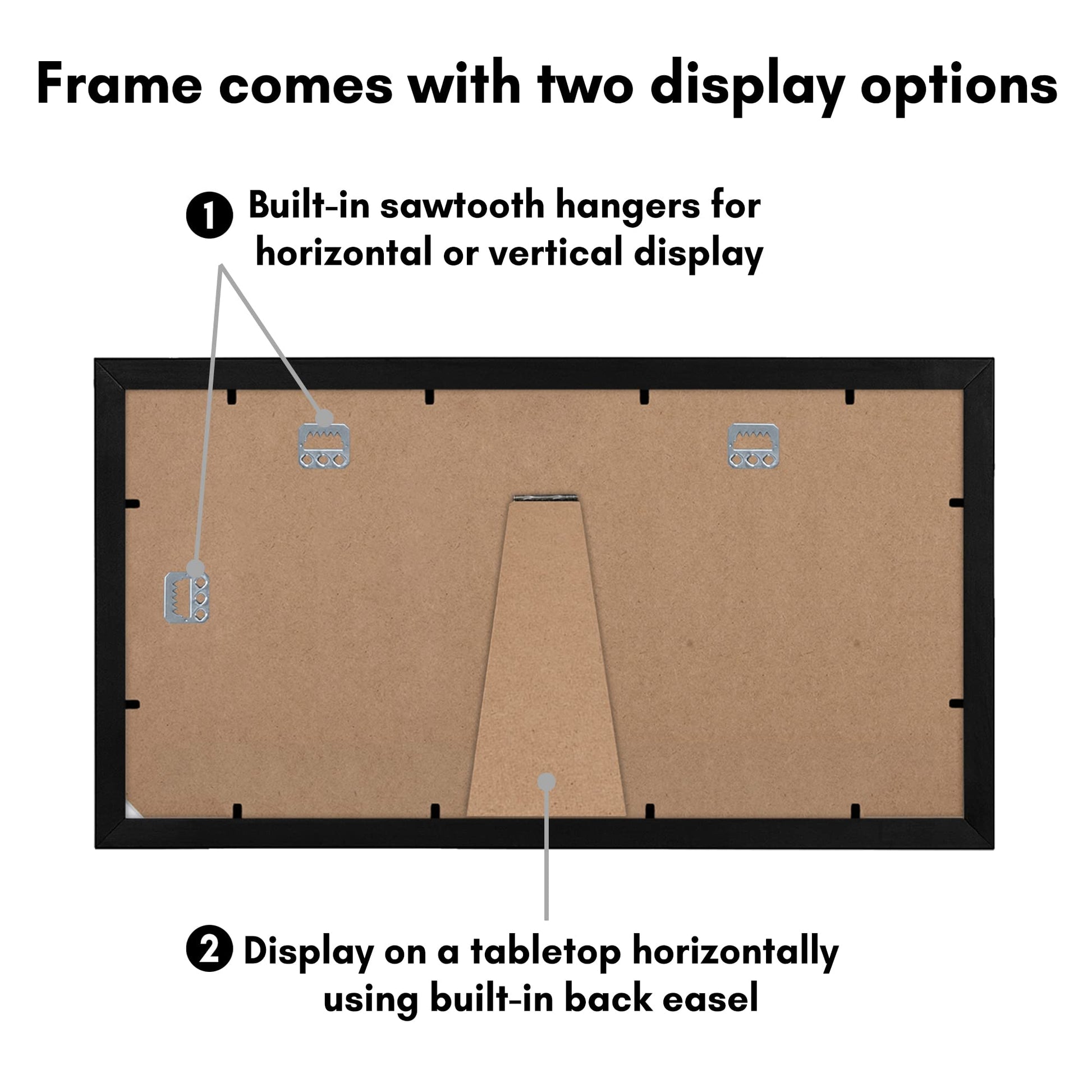 Americanflat 5x7 Picture Frame Collage with Shatter-Resistant Glass - Fits Three 5x7 Photos or Use as One 8x16 Frame - Signature Collection - Collage Frames for Tabletop and Wall Display - Black Americanflat