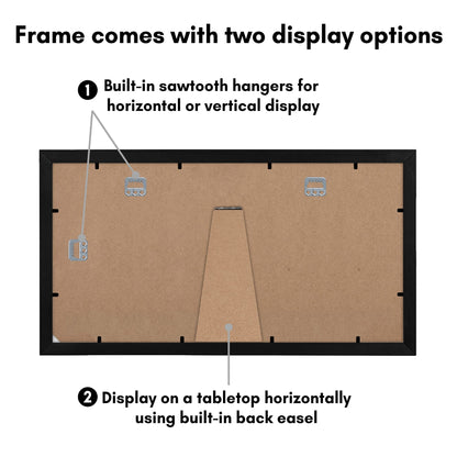 Americanflat 5x7 Picture Frame Collage with Shatter-Resistant Glass - Fits Three 5x7 Photos or Use as One 8x16 Frame - Signature Collection - Collage Frames for Tabletop and Wall Display - Black Americanflat