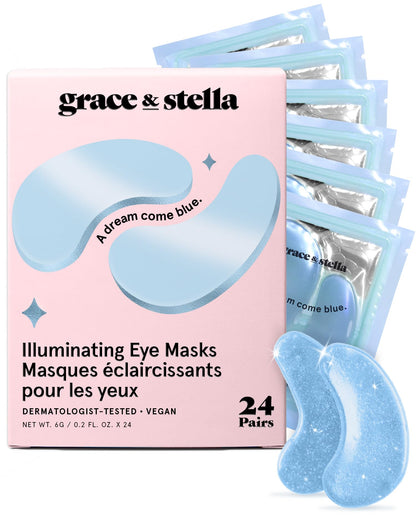 grace & stella Award Winning Under Eye Mask - Gifts for Her - Reduce Dark Circles, Puffy Eyes, Undereye Bags, Wrinkles - Gel Under Eye Patches, Vegan Cruelty-Free Self Care (24 Pairs, Blue)