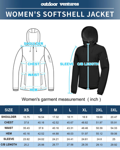 Outdoor Ventures Women's Softshell Jacket Fleece Lined Waterproof Rain Coat 🍁 All In One Marketplace Canada