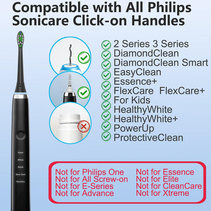 Replacement Brush Heads for Philips Sonicare Electric Toothbrush, Fit Plaque Control, Gum Health, FlexCare, HealthyWhite, Essence+ and EasyClean, 12 Pack (Black) - Available at All In One Marketplace Canada