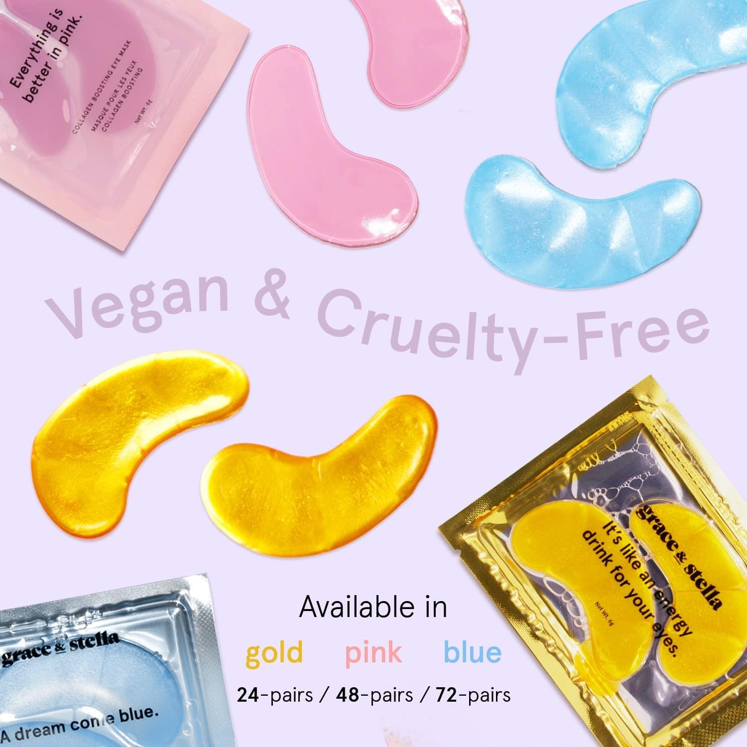 grace & stella Award Winning Under Eye Mask - Travel Essentials - Birthday Gifts for Women - Gel Eye Patches for Dark Circles, Puffy Eyes, Wrinkles, Undereye Bags - Vegan - Self Care (48 Pairs, Gold)