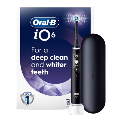 Oral-B iO6 Electric Toothbrush, for a Deep Clean and Whiter Teeth, Black Lava, Rechargeable Electric Toothbrushes, iO Series 6 with 1 Power Toothbrush, 1 Brush Head, and 1 Travel Case - Available at All In One Marketplace Canada