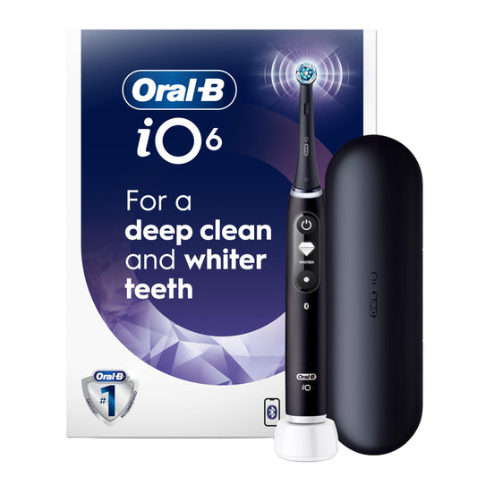 Oral-B iO6 Electric Toothbrush, for a Deep Clean and Whiter Teeth, Black Lava, Rechargeable Electric Toothbrushes, iO Series 6 with 1 Power Toothbrush, 1 Brush Head, and 1 Travel Case - Available at All In One Marketplace Canada