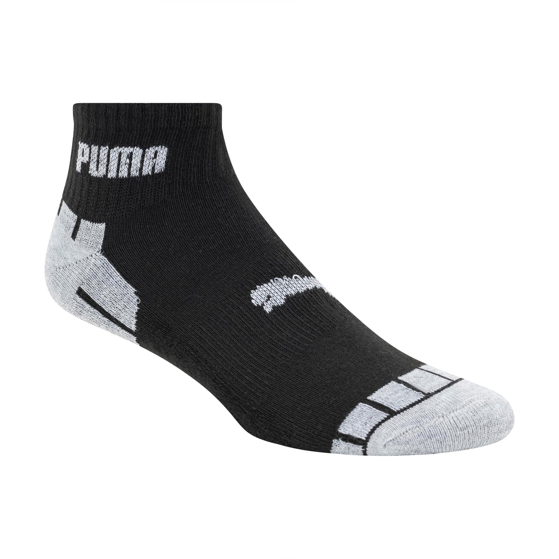 PUMA Men's 8 Pack Athletic Cushioned Quarter Crew Socks, Black/Grey, 10-13 PUMA