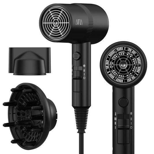 AINA Diffuser Hair Dryer Full-Featured Blow Dryer 110V/1600W(Vader Black) - Available at All In One Marketplace Canada