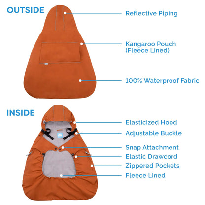 Jan & Jul Cozy-Dry Baby Carrier Rain Cover (Dusty Blue, One Size) 🍁 All In One Marketplace Canada