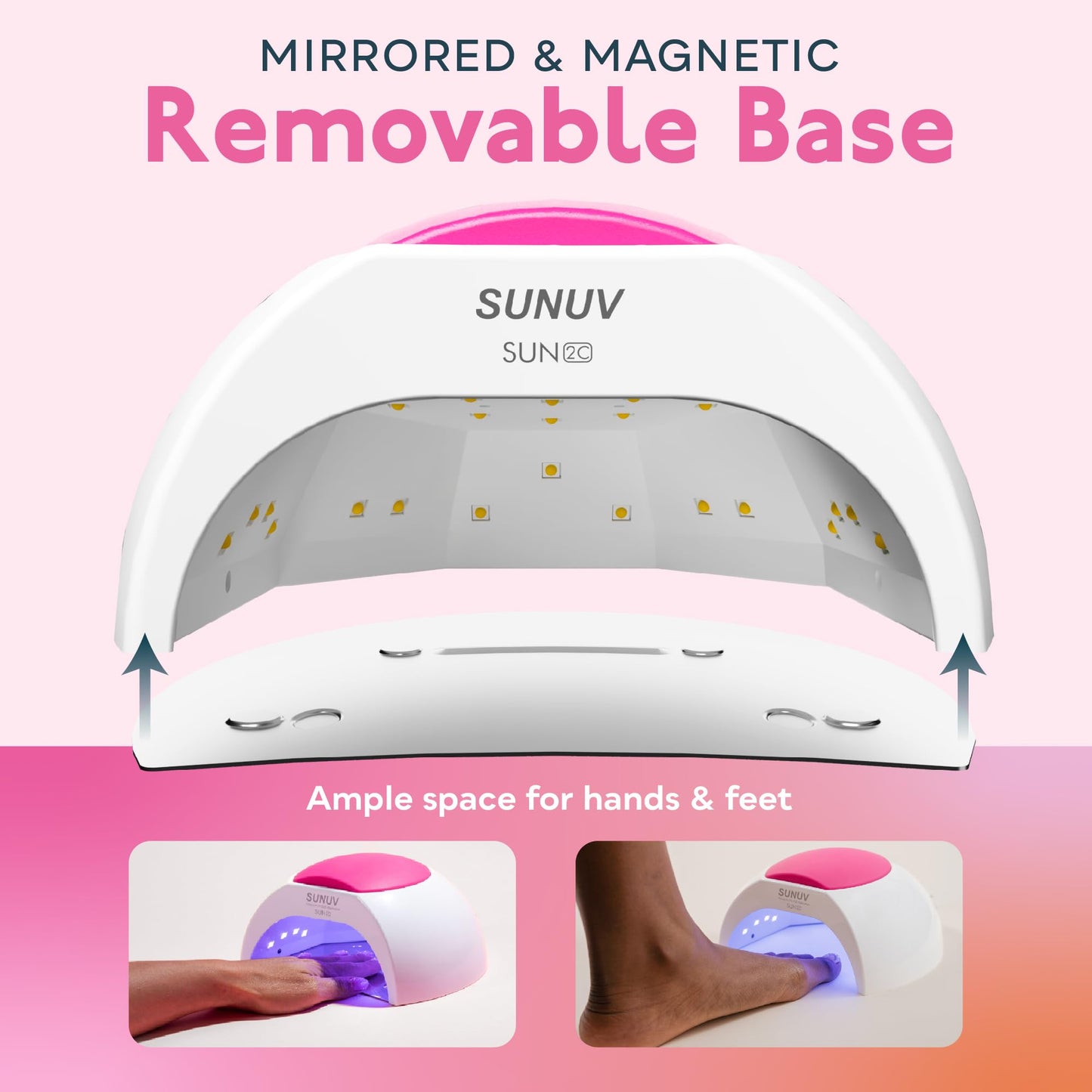 SUNUV SUN2C UV Light for Nails, UV LED Nail Lamp with 4 Timer Settings, Curing Lights Compatible with All Gel Polish Rose - Available at All In One Marketplace Canada