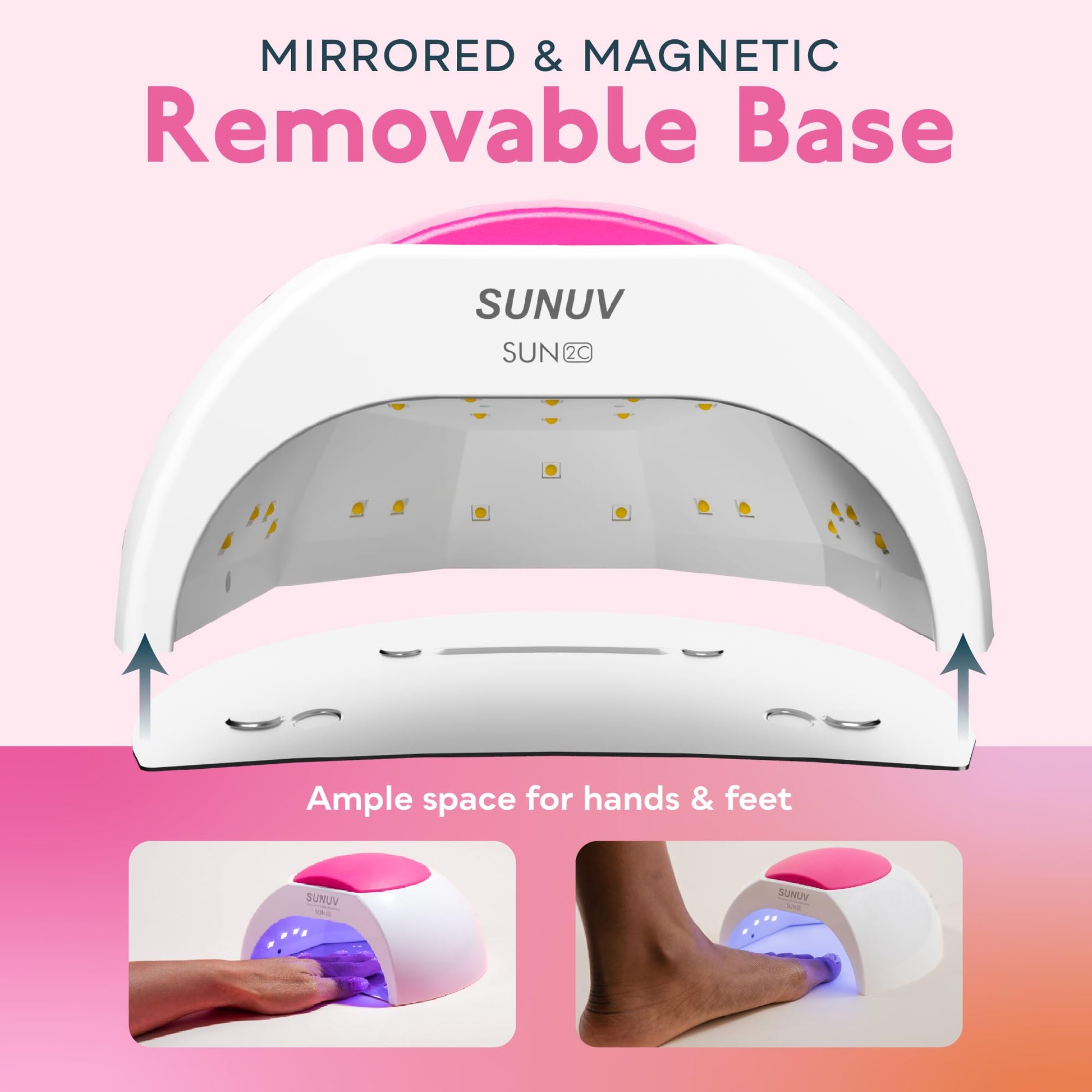 SUNUV SUN2C UV Light for Nails, UV LED Nail Lamp with 4 Timer Settings, Curing Lights Compatible with All Gel Polish Rose - Available at All In One Marketplace Canada