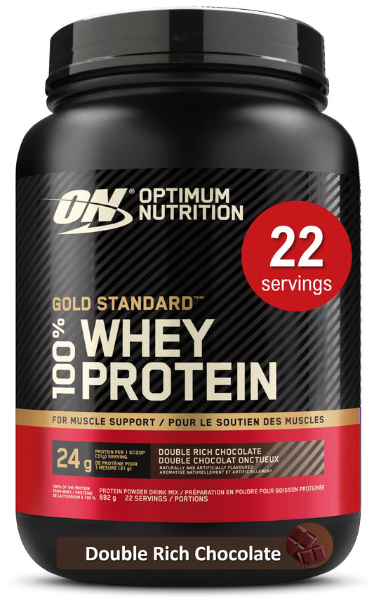 Optimum Nutrition Gold Standard 100% Whey Protein Powder, 670g - Double Rich Chocolate - 22 servings (packaging may vary) 🍁 All In One Marketplace Canada