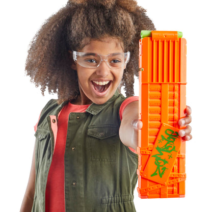Nerf Zombie Corrupter Dart Blaster, 22 Nerf Elite Darts, 18 Dart Clip, Dart Storage, Bolt Action, Outdoor Games, Ages 8+