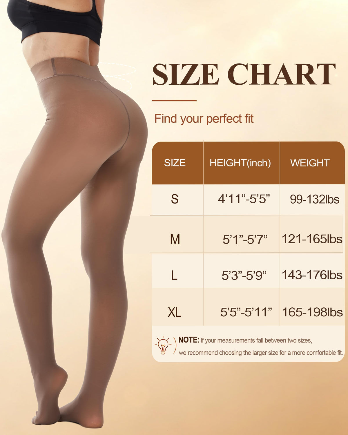 DUCMODA Womens Fleece Lined Tights Fake Translucent Warm Leggings-Brown S 🍁 All In One Marketplace Canada