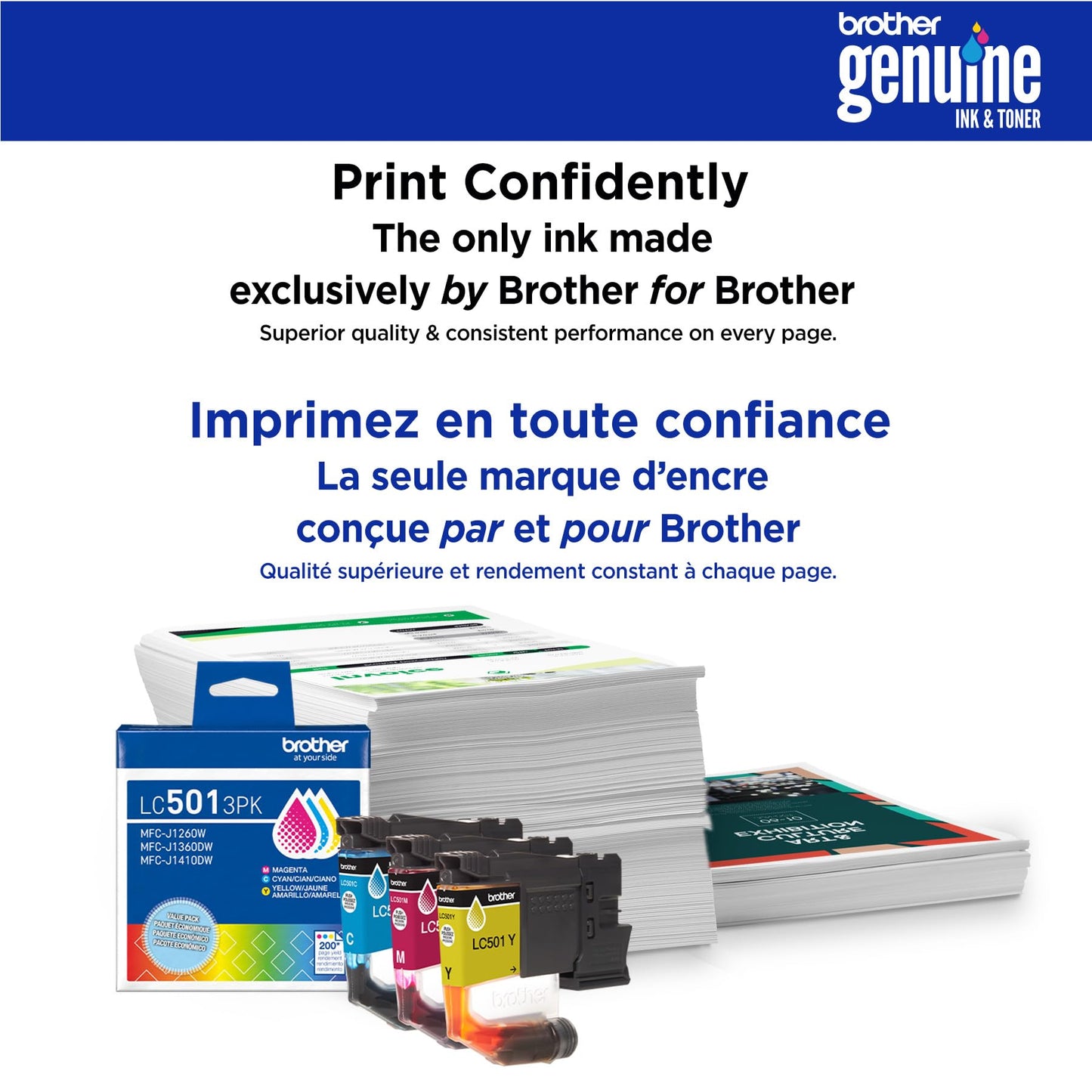 Brother Genuine LC5013PKS Standard Yield Cyan, Magenta, Yellow Ink Cartridges for Brother Printer MFC-J1260DW, MFC-J1360DW, MFC-J1410DW Brother