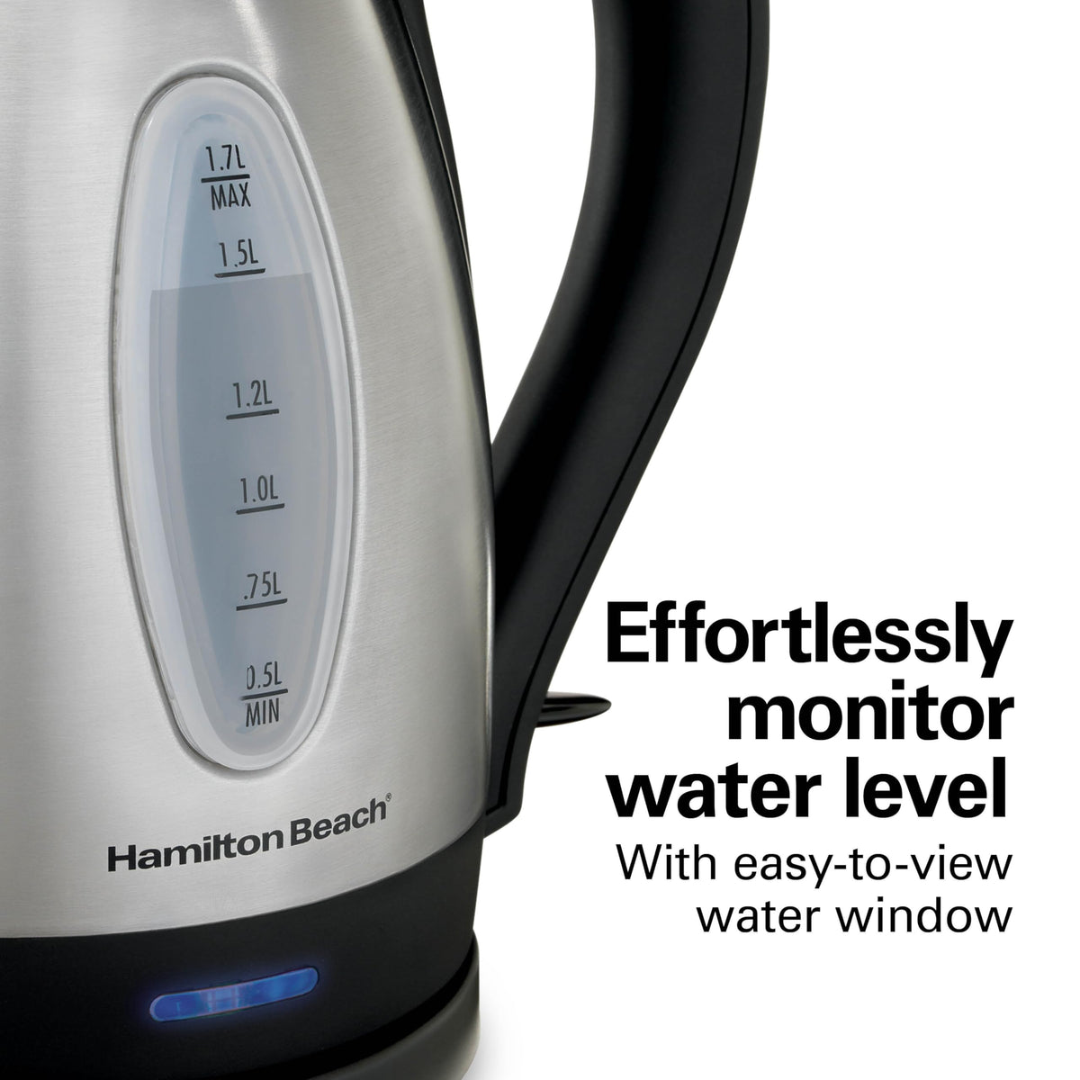 Hamilton Beach Electric Tea Kettle, Water Boiler & Heater, 1.7 Liter, Cordless Serving, 1500 Watts for Fast Boiling, Auto-Shutoff and Boil-Dry Protection, Stainless Steel (40880C)