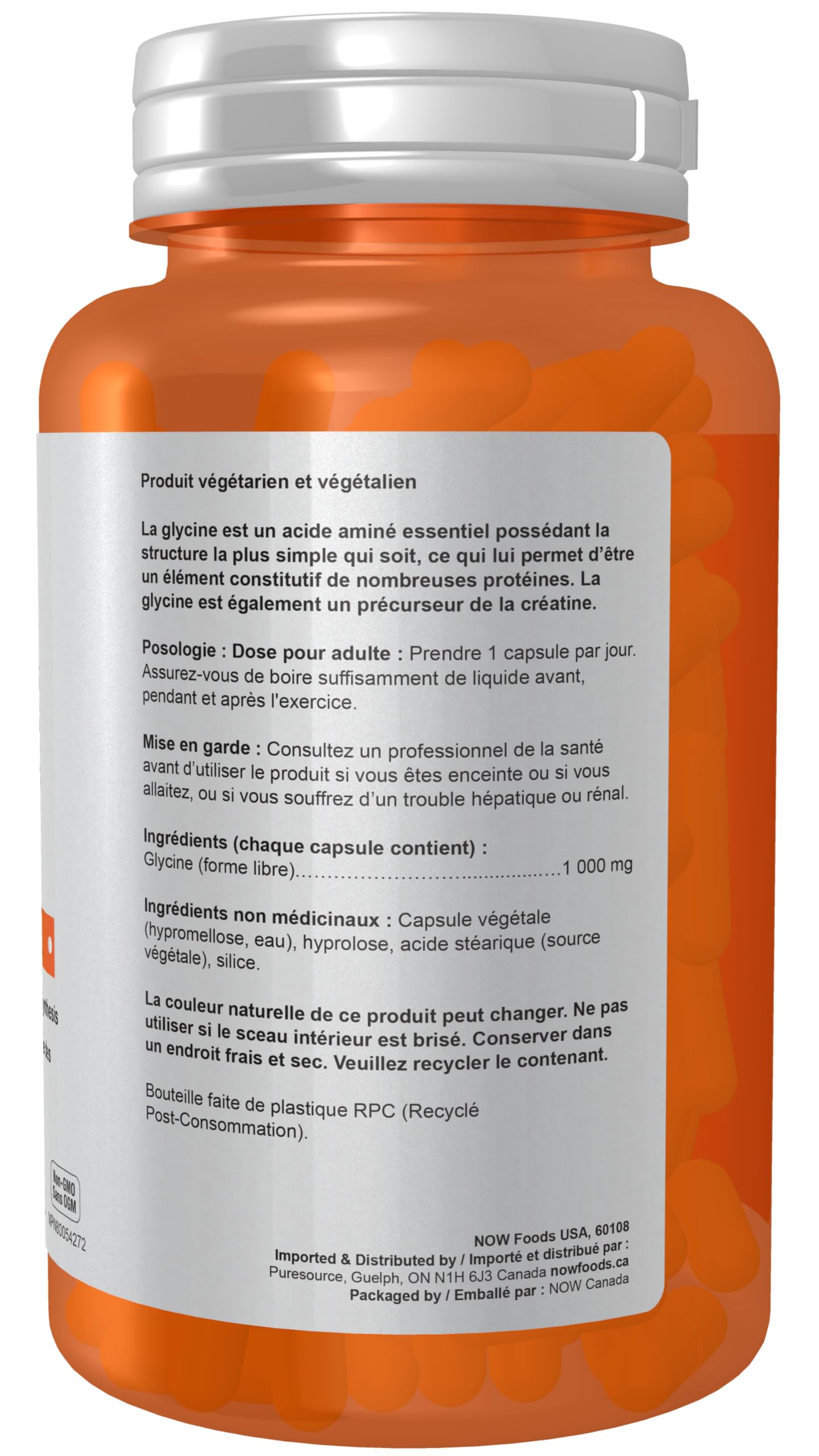 NOW Sports Glycine 1000 mg Vegetable Capsules, 100 Count NOW