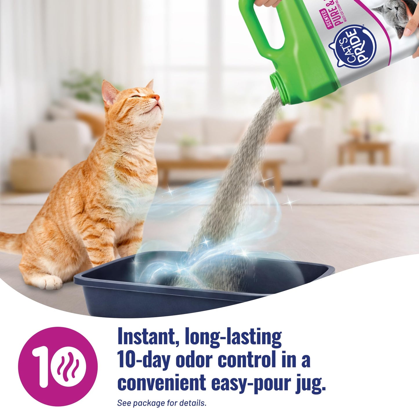 Cat's Pride Premium Lightweight Clumping Litter: Pure & Fresh - Up to 10 Days of Powerful Odor Control - Multi-Cat, Scented, 10 Pounds Cat's Pride