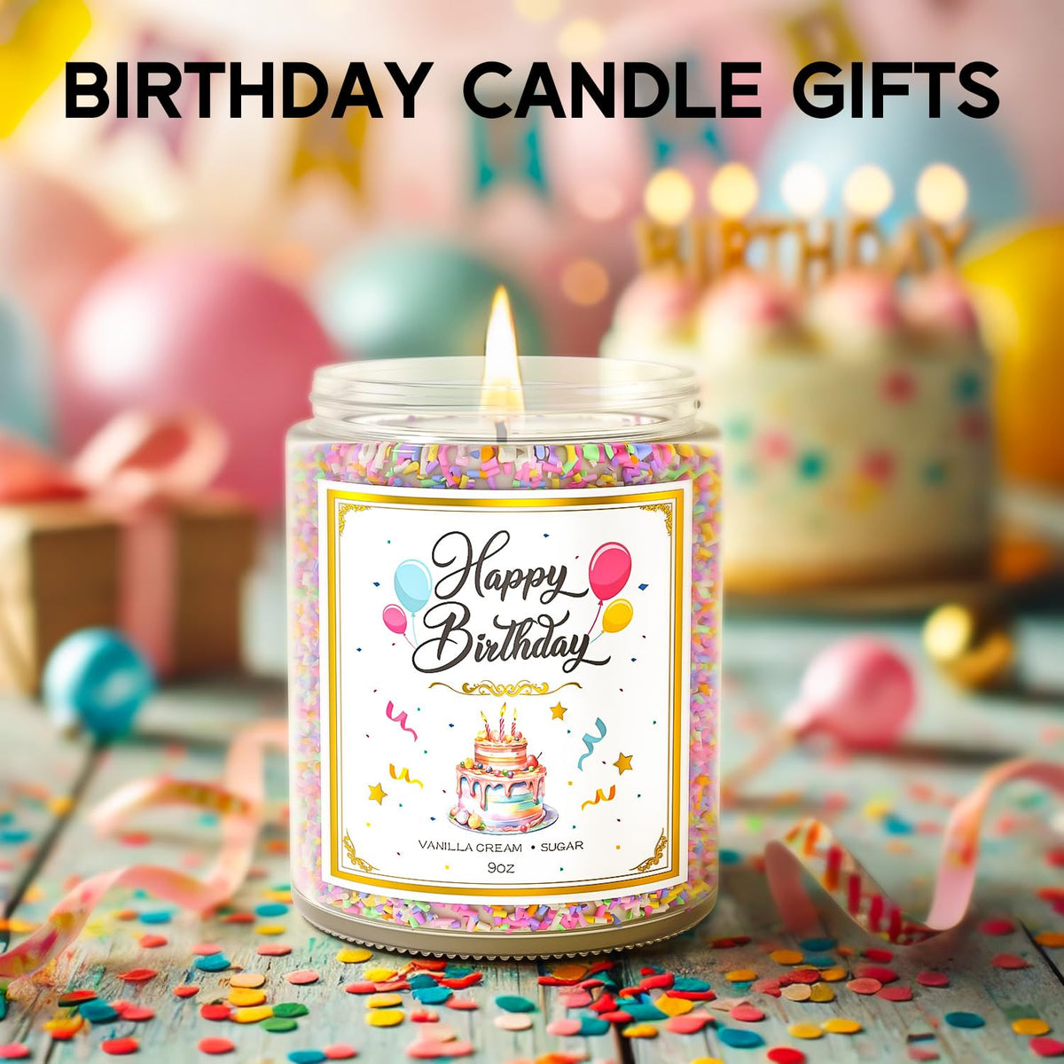 VEGISHINE Birthday Candle, Birthday Gifts for Women Men, 9 oz Happy Birthday Candle with Vanilla Birthday Cake Scent, Birthday Gifts for Women Friendship Ideas 🍁 All In One Marketplace Canada
