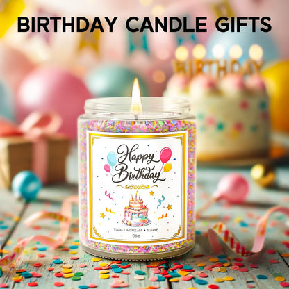 VEGISHINE Birthday Candle, Birthday Gifts for Women Men, 9 oz Happy Birthday Candle with Vanilla Birthday Cake Scent, Birthday Gifts for Women Friendship Ideas 🍁 All In One Marketplace Canada