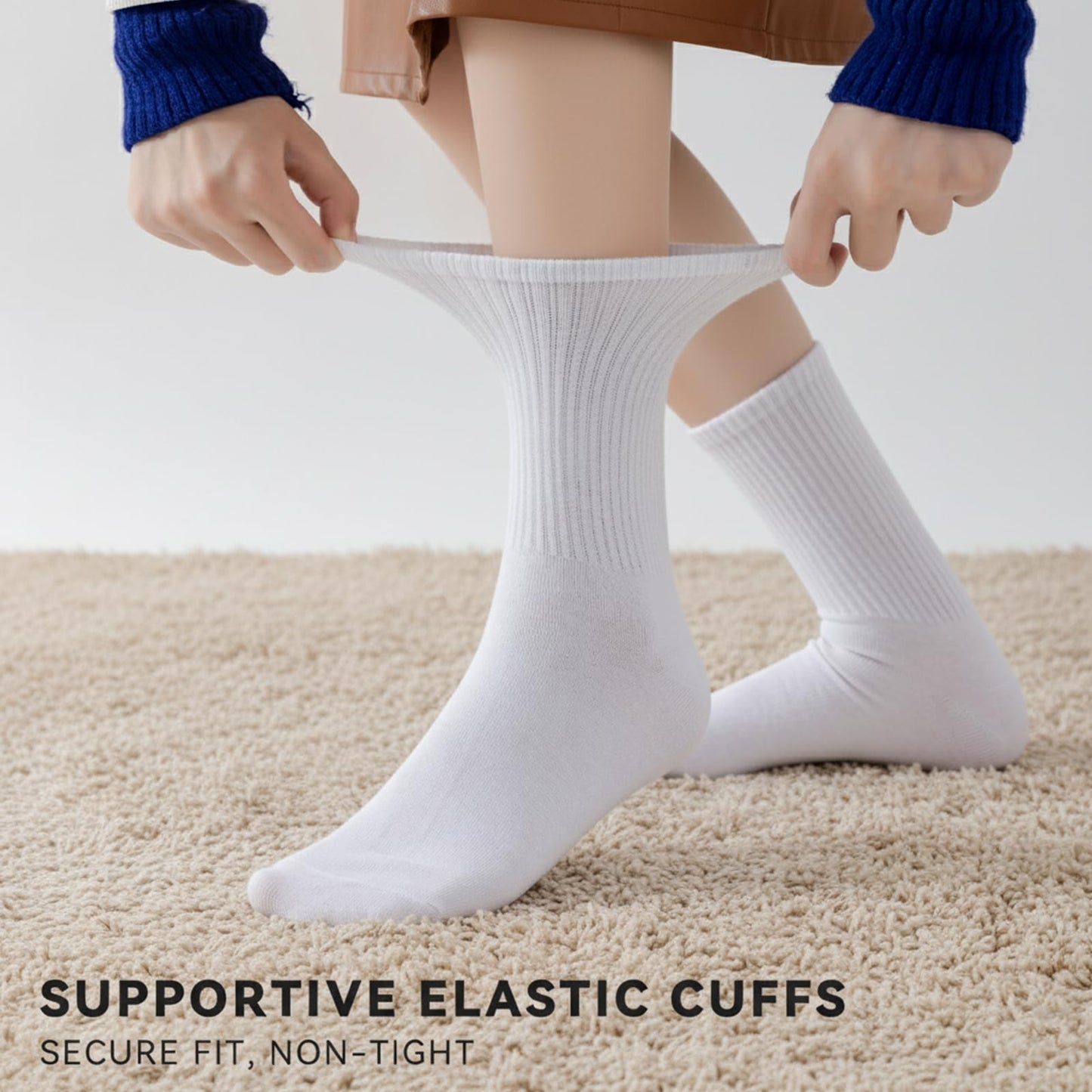 VoJoPi Crew Socks for Women, 5 Pairs Cotton Soft and Moisture Wicking Calf Socks Lightweight Work & Casual Wear, Size 5-10 - Available at All In One Marketplace Canada
