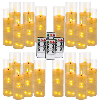 24pcs Flameless Ivory LED Candle with Remote Control and String Lights, Battery Powered Flickering Candle 5'' 6'' 7'' Candles for Home,Party,Christmas and Festivals Decorations 🍁 All In One Marketplace Canada