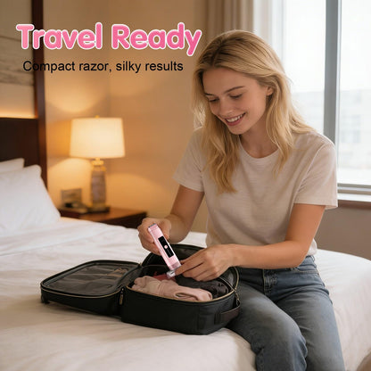 Bikini Trimmer Women, 2 in 1 Electric Razor, Painless Shaver for Women, IPX7 Waterproof USB Rechargeable Wet & Dry Hair Trimmer, Portable Travel Groomer for Bikini Line, Legs and Underarms, Pink
