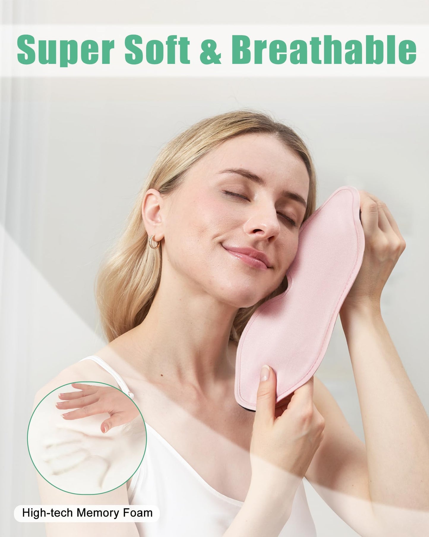 100% Blackout Sleep Mask for Women Men, 2 Packs 3D Contoured Eye Mask for Sleeping with Adjustable Strap, BeeVines Eye Mask for Eyelash Extensions Sleep Mask Blindfold, Soft Breathable Eye Shade Cover for Travel Yoga (Black & Pink) - Available at All In One Marketplace Canada