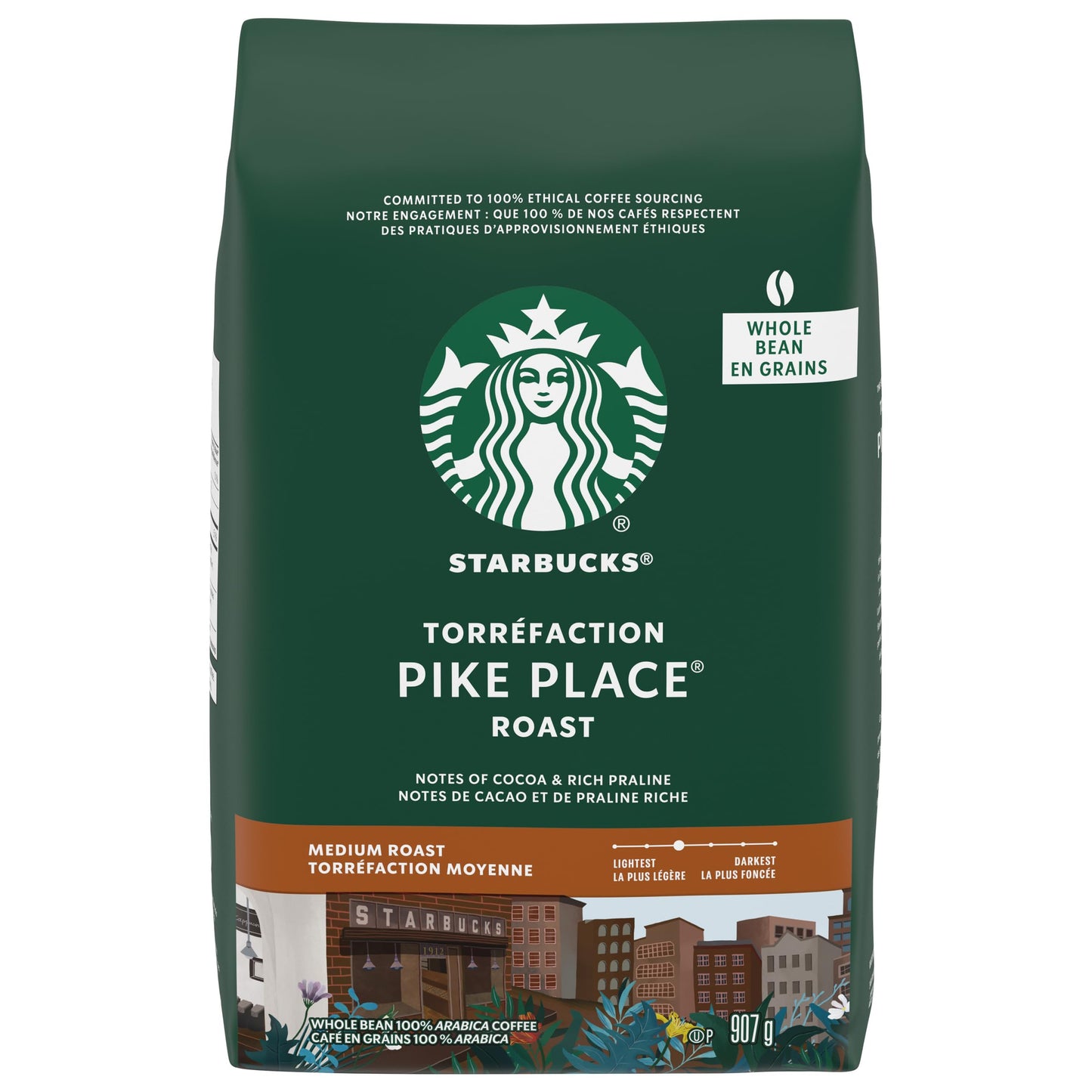 Starbucks Pike Place Medium Roast Whole Bean Coffee, 907g