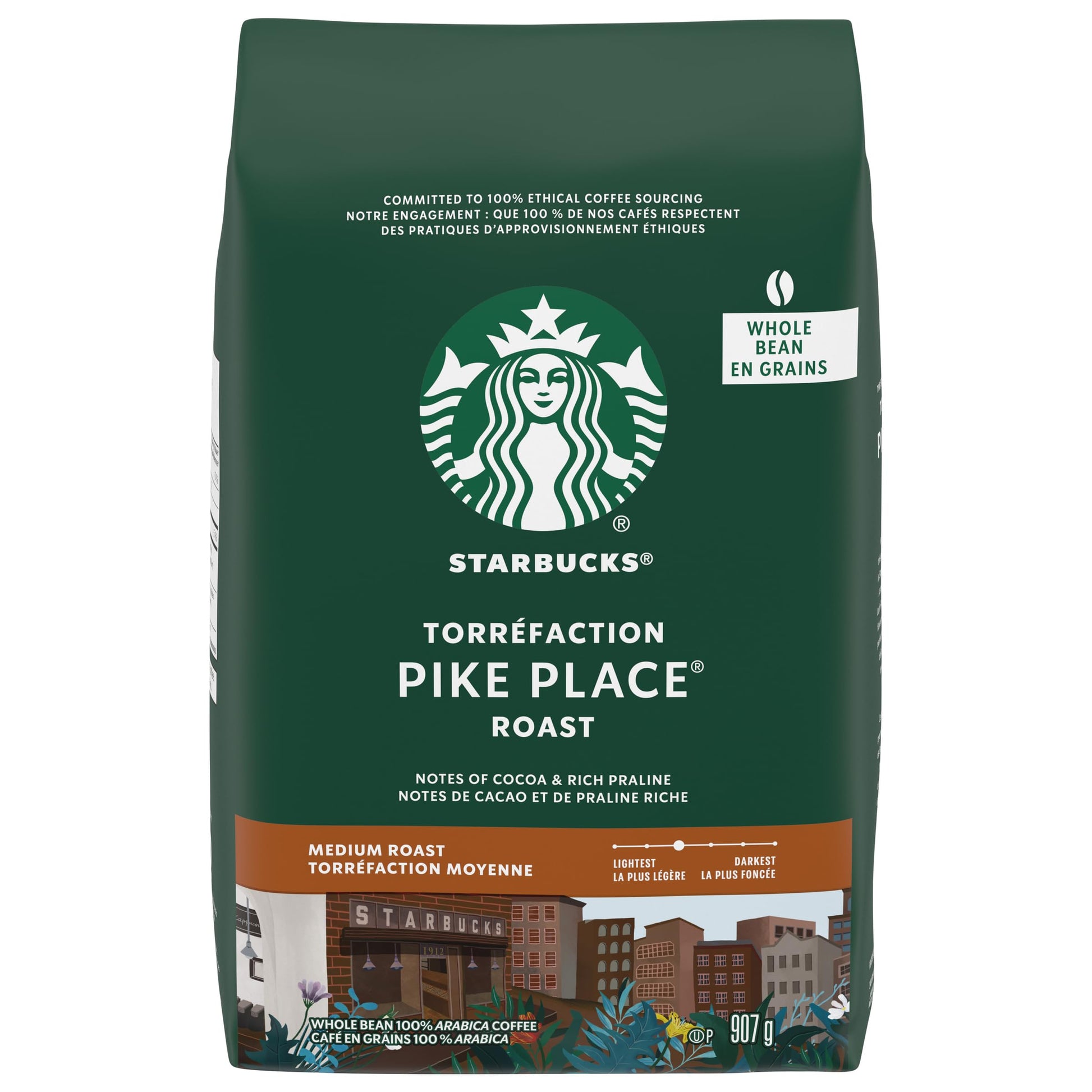 Starbucks Pike Place Medium Roast Whole Bean Coffee, 907g