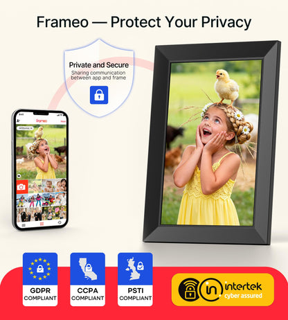 Frameo 10.1 Inch WiFi Digital Picture Frame, 1280x800 HD IPS Touch Screen Photo Frame Electronic, 32GB Memory, Auto-Rotate, Wall Mountable, Share Photos/Videos Instantly via Frameo App from Anywhere