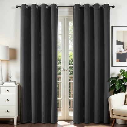 Joydeco Blackout Curtains for Bedroom 2 Panels Set (52"W x 84"L, Dark Grey) Joydeco