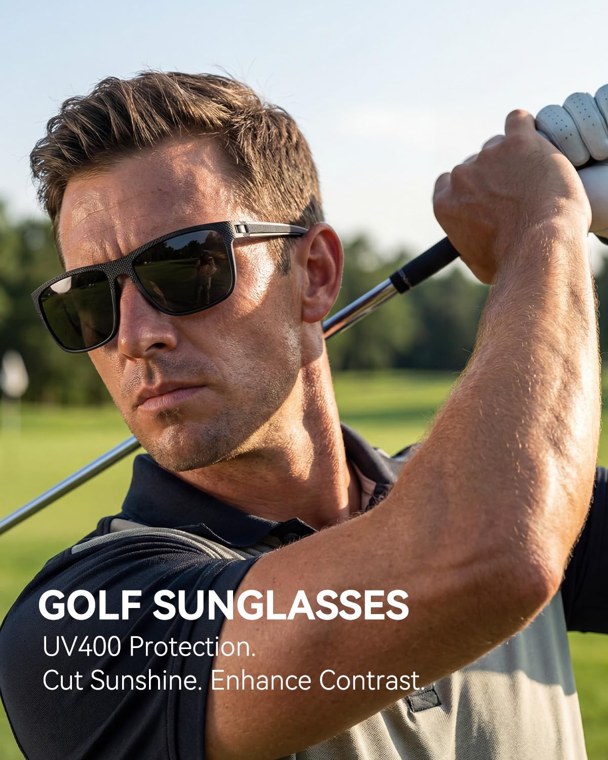 QALLY Polarized Sunglasses Men Lightweight Square Mens Sun Glasses for Driving Sports with UV400 Protection, Black/Dark Green/Tawny - Available at All In One Marketplace Canada