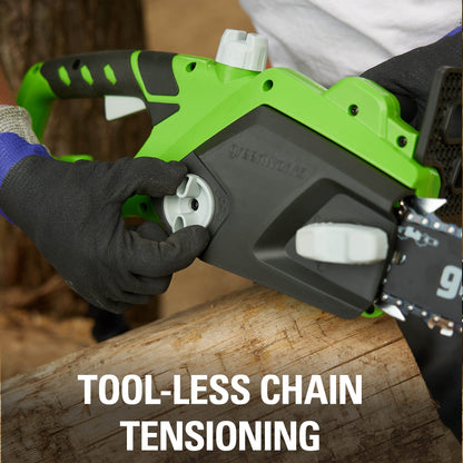 Greenworks 9 Amp 14-Inch Corded Chainsaw with Tool-less Chain Tensioning & Auto Oiling, Electric Handheld Chainsaw for Garden Yard Maintenance Tree Felling Triming, Firewood Cutting Logging Pruning Greenworks