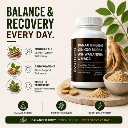 ONE Maca, Ginkgo Biloba, Panax Ginseng, Tribulus, Tongkat Ali, L-Arginine & Ashwagandha – Energy, Stamina, Endurance & Vitality Support – Made in Canada - Available at All In One Marketplace Canada
