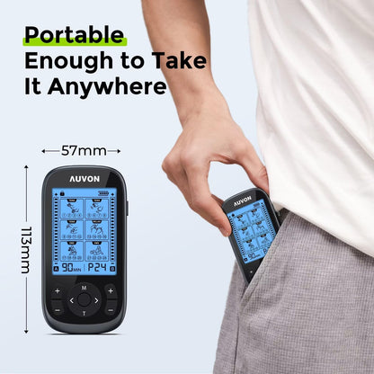 AUVON 3-in-1 TENS Machine, TENS EMS Muscle Stimulator with 40 Intensities for Gradual Shoulder, Sciatica, Back Pain Relief, 24 Modes Rechargeable TENS Unit Massager with 12 TENS Pads - Available at All In One Marketplace Canada