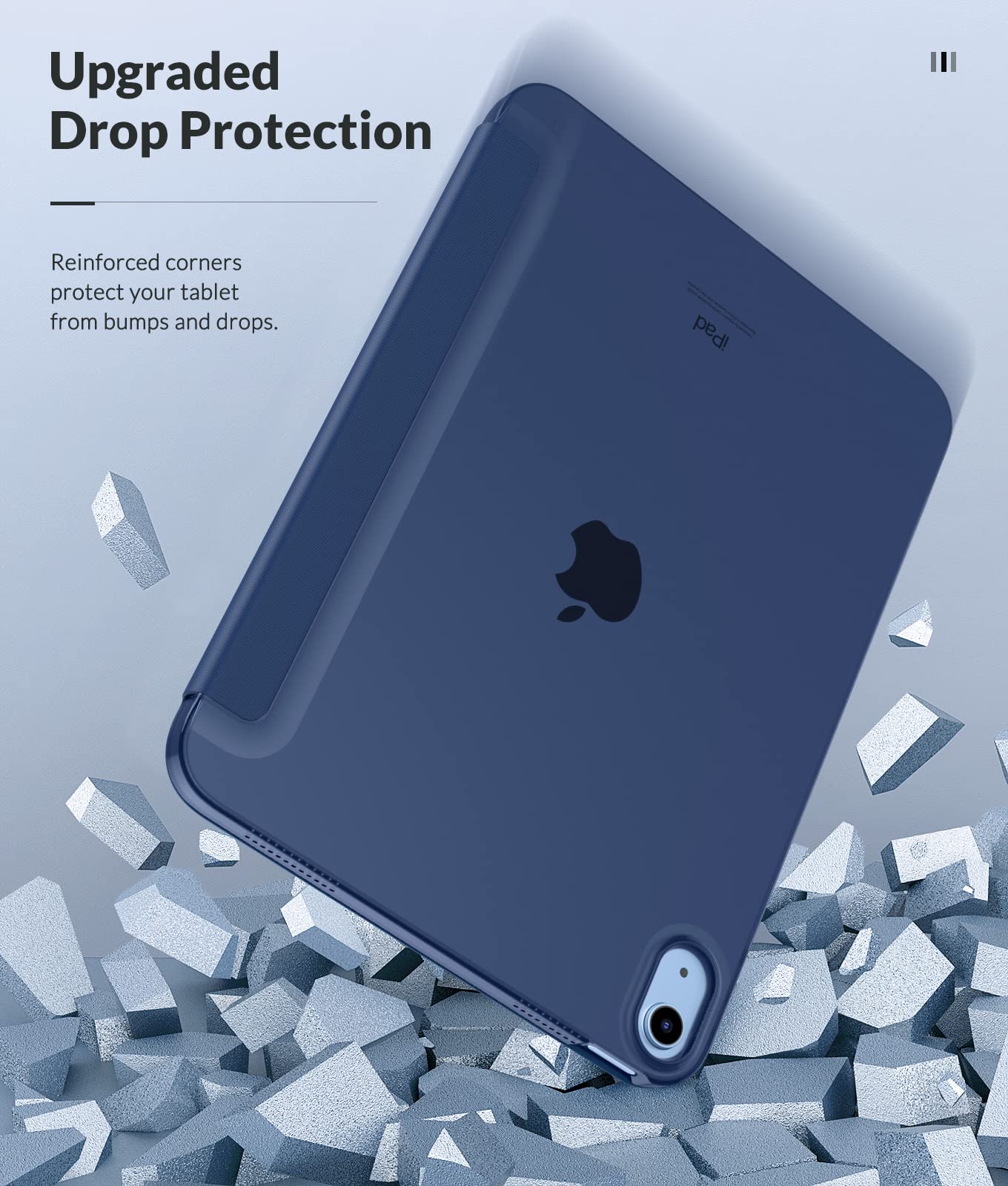 MoKo Case for New iPad (A16) 11th Generation 2025/ 10th Generation 2022, iPad 11 inch/ 10.9 inch Case with Soft TPU Translucent Frosted Back Cover, Auto Wake/Sleep, Support Touch ID,Navy Blue - Available at All In One Marketplace Canada