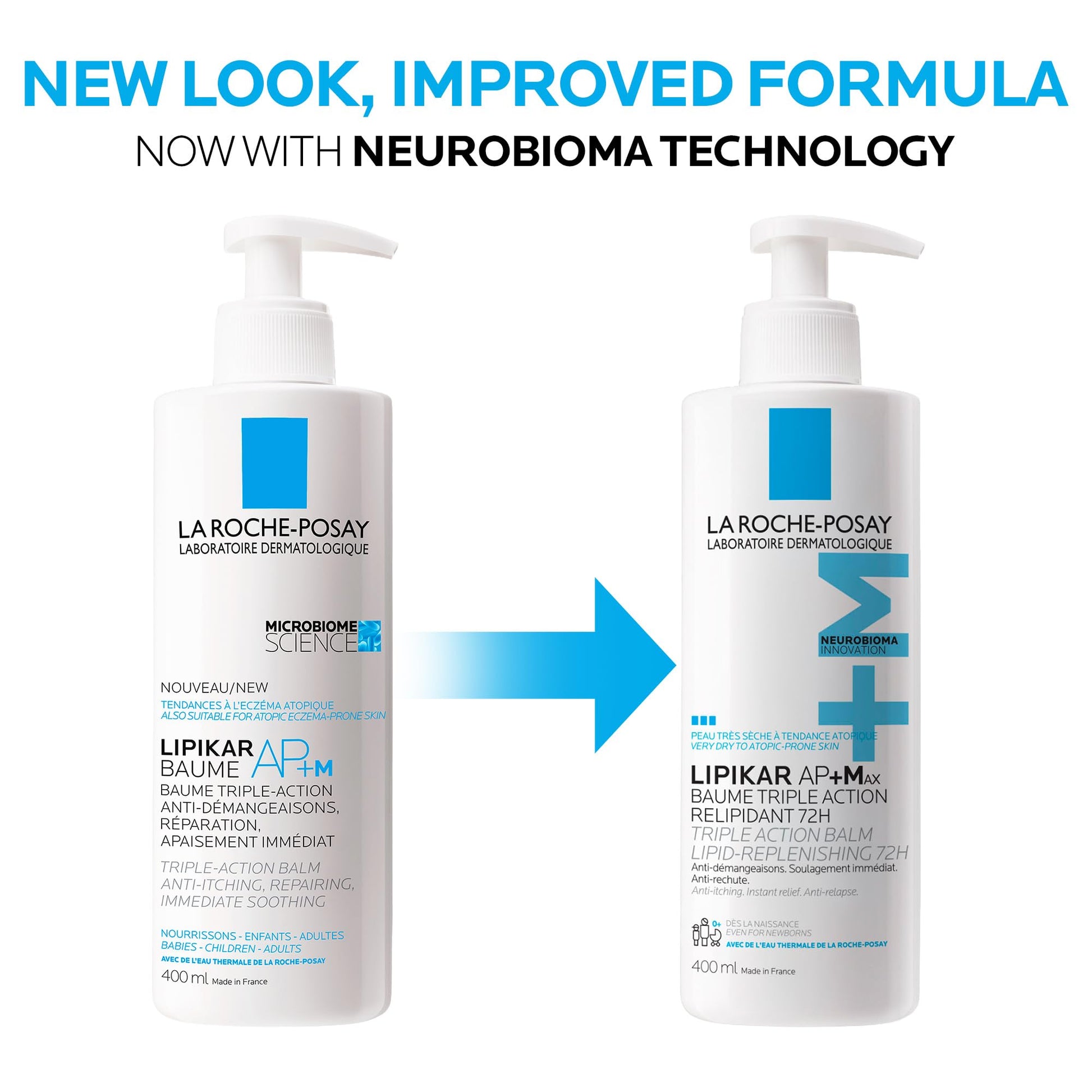 La Roche Posay Lipikar Baume AP+Max, Body Lotion for Dry Skin, Soothing Cream with Shea Butter & Niacinamide for Body, Face & Hands, Fragrance Free, Recommended by Dermatologists, 400mL