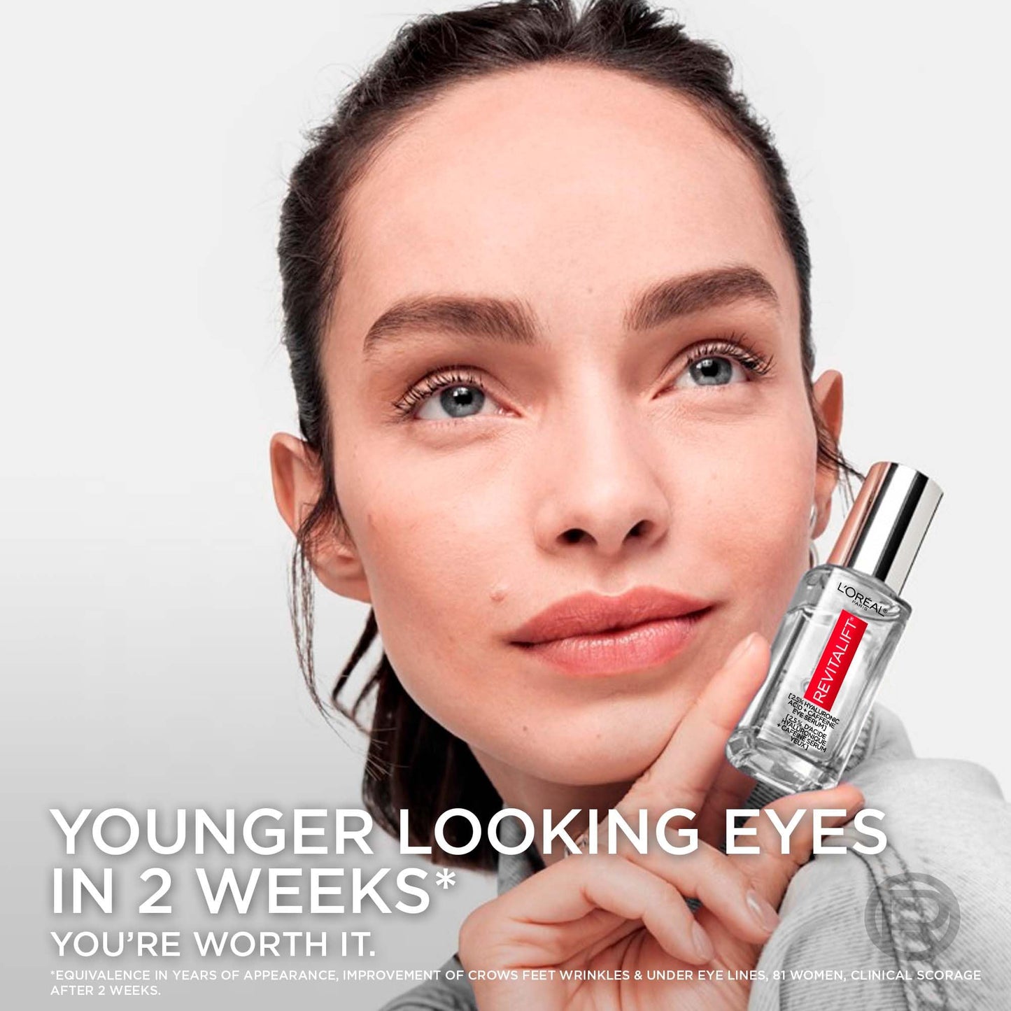 L’Oréal Paris 2.5% Hyaluronic Acid & Caffeine Plumping Eye Serum, Brightens Look of Dark Circles, Reduces Look of Crow's Feet & Wrinkles, Revitalift, For All Skin Tones & Types, Fragrance Free, 20ml L'Oreal Paris