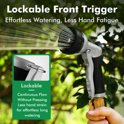 RESTMO Garden Hose Nozzle, Heavy Duty Metal Water Hose Nozzle with 7 Adjustable Spray Patterns, High Pressure Hand Sprayer with Flow Control, Best for Watering Plant & Lawn, Washing Car & Pet, Black