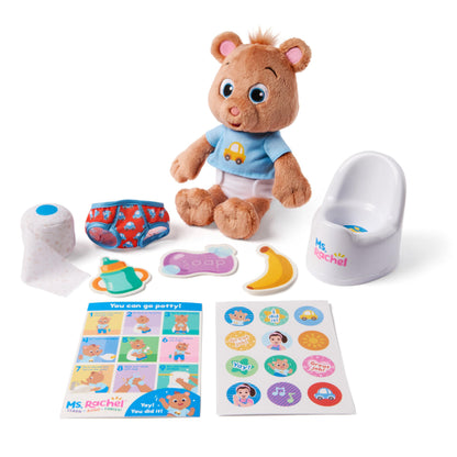 Ms. Rachel Potty Time with Bean, 11” Plush Teddy Bear with Play Toilet & Accessories, Toddler Toys for Girls & Boys for Ages 18 Months to 3+